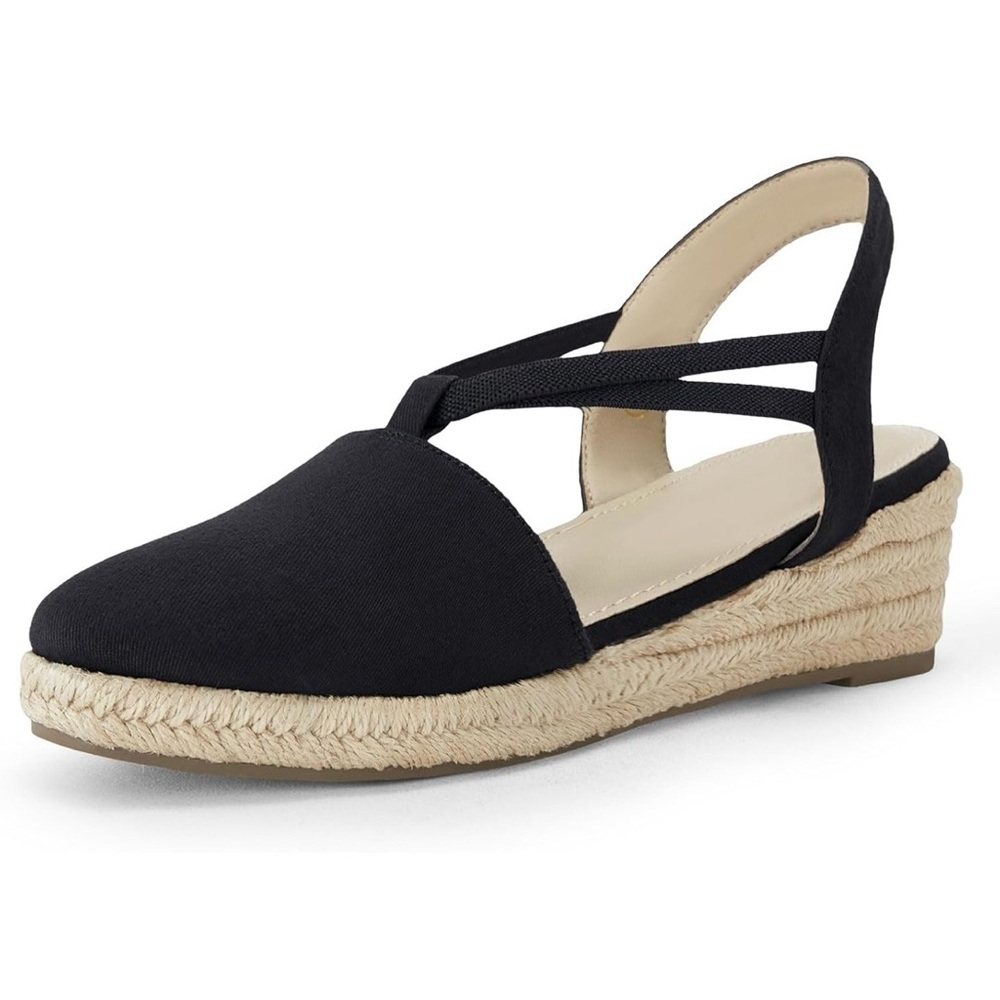 Women’s Black Espadrille Slingback Sandals Shoes